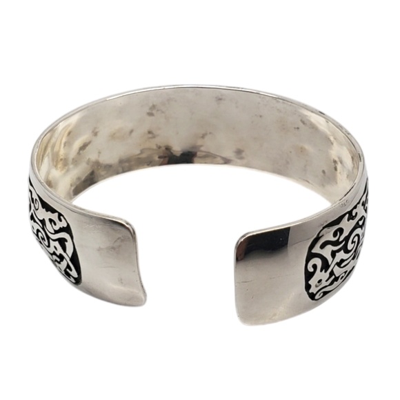 Sterling Silver Oxidized Filigree Cut Out Wide Cuff Bracelet #20765 - Picture 3 of 10